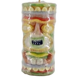 Fitz & Floyd For All Seasons Tiki Hawaiian Paradise Novelty Candle 2003 4" NEW